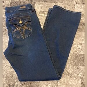 Kut from the Kloth NATALIE Dark Blue Jean Festival Cowgirl Boot HighRise SZ 14 S